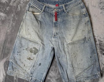 Jeans Rough Rider vintage Y2K, corti, multitasche, taglia 34, larghi