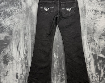 c.d.d. Jean évasé femme taille 7 noir vintage 100 % coton taille haute
