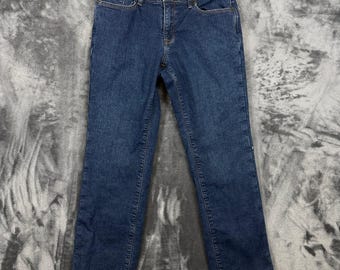L.L. Bean Jeans Womens 4 PET Flannel Lined Favorite Fit Straight Leg Distressed