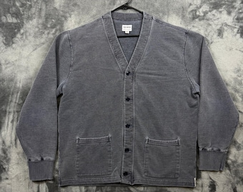 Todd Snyder Cardigan Sweatshirt Mens XL Navy Blue Faded French Terry Pockets