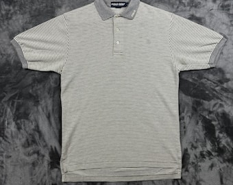 Polo Golf Ralph Lauren Poloshirt Herren Medium Grau Gestreift Kurzarm Logo