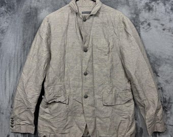John Varvatos sportjas heren 50 bruin geruite linnen katoenen blazer heren Italië