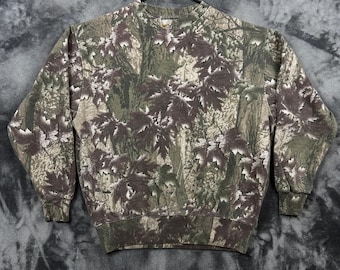 Bear River Sweatshirt Mens Large Camo Green Leaf Outdoor Hunting Pullover