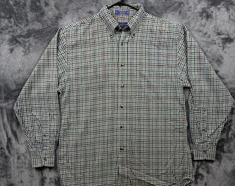 Pendleton Button Down Shirt Mens M Blue Green Check Broadway Cloth Cotton