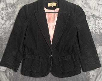 Vintage Y2K Juicy Couture Jeanssvart Corduroykavaj Rosa Satinfoder Medium