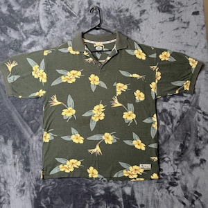 Tommy Bahama Polo Shirt Floral All Over Print Short Sleeve Size Large image 1