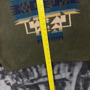 Pendleton Sweater Mens Medium Olive Green Southwestern Intarsia Cotton Knit image 4