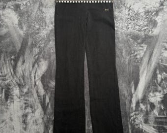 Calça legging preta vintage Y2K feminina Victoria's Secret Pink Yoga tamanho XS com barra dobrável