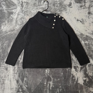Lauren Ralph Lauren Långärmad Svart Pullover Medium Stickad Flerknappad