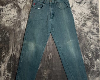Pantaloni basic in denim vintage Bugle Boy, vestibilità ampia, taglia uomo 32x32, colore blu.