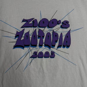 Fruit of the Loom T-Shirt Mens XL White Z100 Zootopia 2003 Concert Promo 7046 image 2