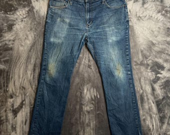 Carhartt Mens Straight Fit Blue Denim Jeans Faded Size 38x30