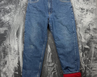 Old Navy Fleece Lined Jeans Mens 36 Blue Straight Leg Winter Denim 401058-00-1