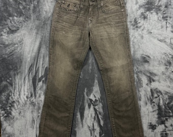 True Religion Ricky Jeans Herr 30 Brun Rak Ben Blekta USA Tillverkade Denim