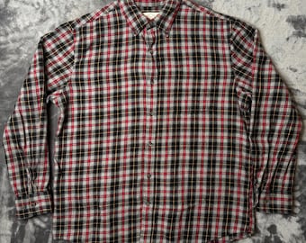 St. John Herren Button Up Lange Ärmel Große karierte Kragen