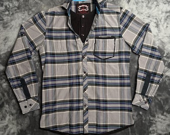 Camisa de manga larga con cuello y bolsillo, talla M, de Denim Dude Addictive Goods.