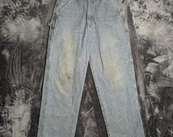 Calça jeans Levi's SilverTab Carpenter masculina, tamanho 30x32, lavagem clara, estilo vintage dos anos 90.