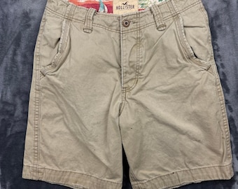 Hollister Chino Shorts Mens Size 30 Khaki Tan Distressed Cotton Casual Classic
