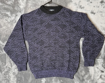 Vintage Atlantik Traders Co. Langarm Pullover Geometric Lila Pullover L