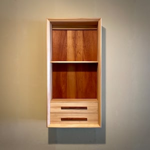 Handcrafted Cypress and Spanish Cedar Floating Wall Cabinet - Mounted Display Shelf - Solid Wood Furniture - MADE TO ORDER