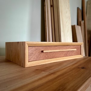Handcrafted Cypress and Mahogany Wood Drawer - Single Drawer Box - Wood Jewelry Box - Desktop Organizer - MADE TO ORDER