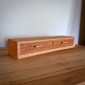 Handcrafted Oak and Cherry Wood Drawer - Double Drawer Box - Wood Jewelry Box -  Solid Wood - MADE TO ORDER