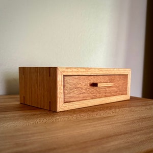 Handcrafted Oak and Mahogany Wood Drawer - Single Drawer Box - Wood Jewelry Box - Keepsake Box - MADE TO ORDER