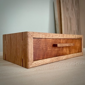 Handcrafted Oak and Cherry Wood Drawer - Single Drawer Box - Wood Jewelry Box - Keepsake Box - MADE TO ORDER
