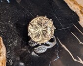 Carved Lemon Quartz Flower Sterling Silver Statement Ring
