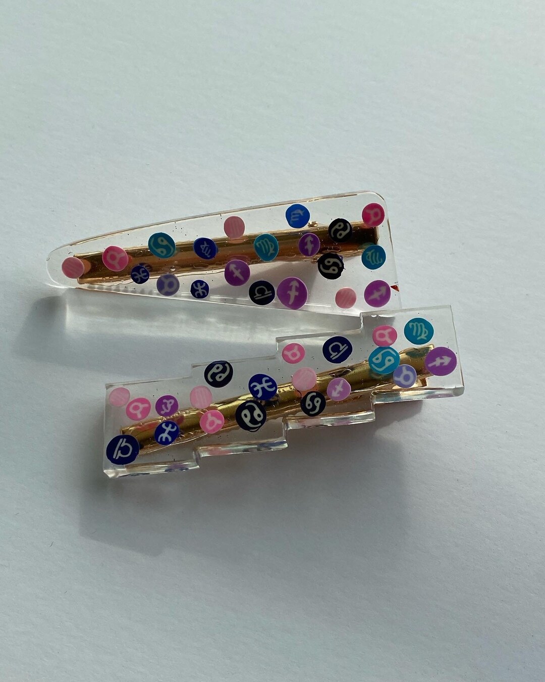Zodiac Spring Clips Zodiac Resin Hair Clips| Different Colors Zodiac in Resin Accessory - Etsy