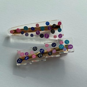 Barrettes à cheveux en résine du zodiaque| Accessoire zodiaque couleurs différentes en résine