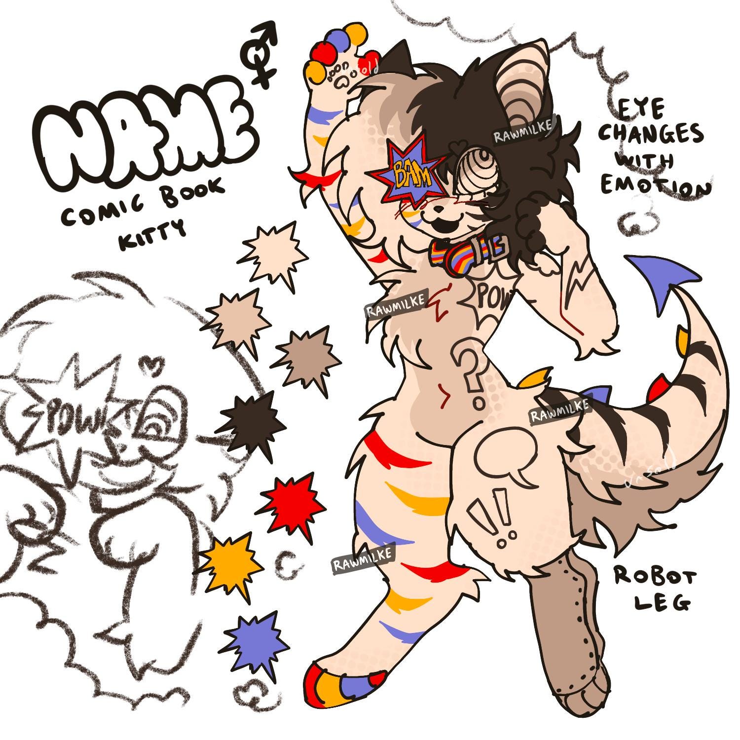 comic book kitty furry adoptable
