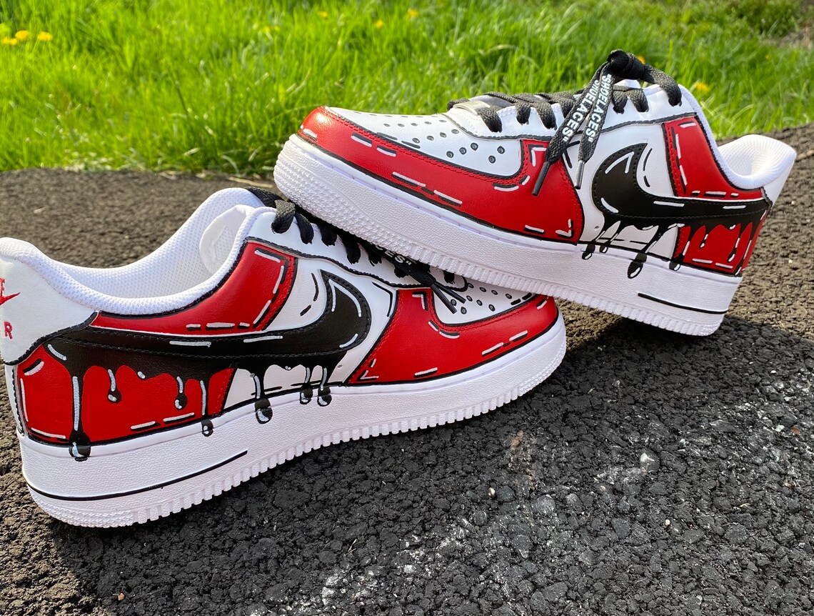 Pintura goteando Rojo AF1 AF1 personalizado Nike Air Force Etsy