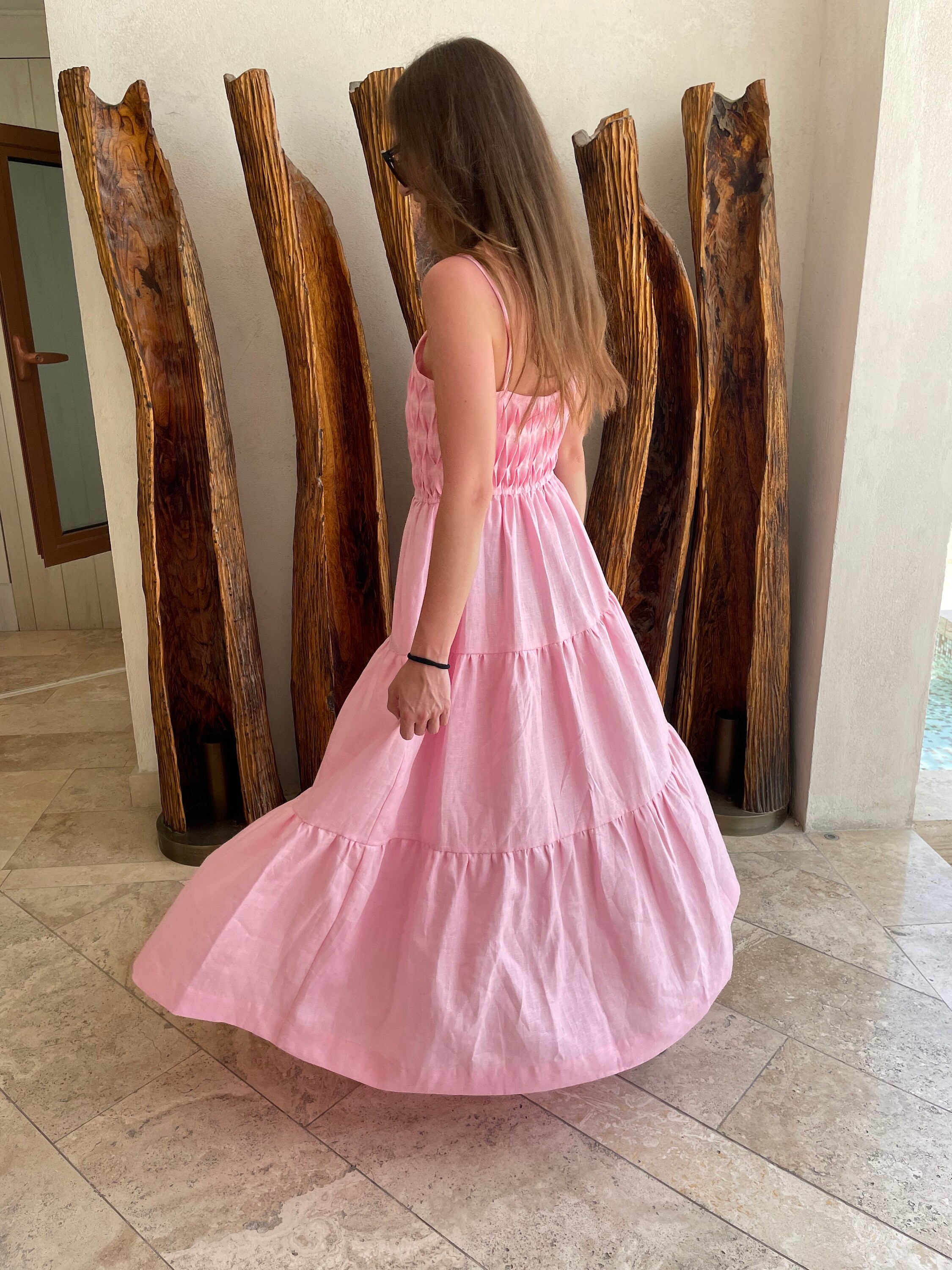 Pink Linen Birthday Dress
