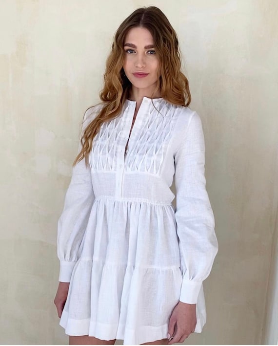 White Linen Dress BELLA,Boho Wedding Dress, White Linen Dress, Linen Dress, Natural Linen dress,Bridesmaid Dress,Engagement Dress