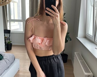 Organic Bra,Linen top,summer tube top,off the shoulder top