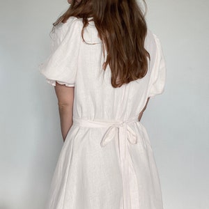 Linen Maxi Dress LUNA,White Linen Wrap dress, Wrap dress, Linen dress , Summer dress, Natural linen dress,White wedding dress image 6