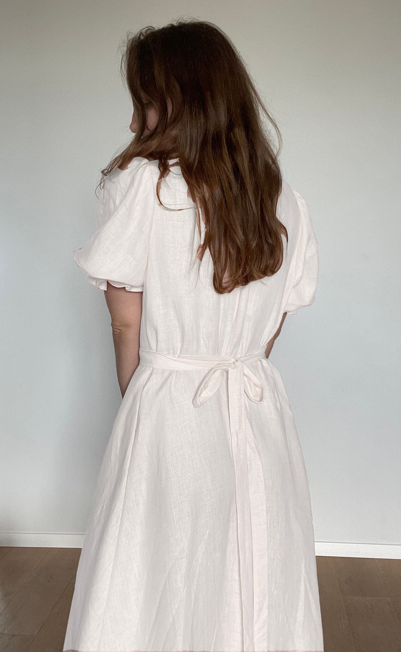 Linen Maxi Dress LUNA,White Linen Wrap dress, Wrap dress, Linen dress , Summer dress, Natural linen dress,White wedding dress image 6