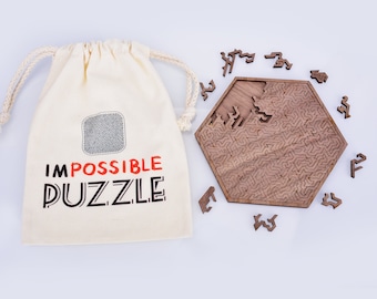 Clear Impossible Jigsaw Puzzle Puzzle en bois meilleur ami amitié bois décoratif mignon indie art cadeau d’anniversaire pour les enfants, hexagone, géométrique