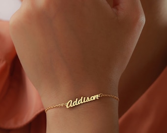 Personalized Name Bracelet - Gold Name Jewelry - Christmas Gifts - Bridesmaid Gifts - Gifts for Her - Custom Bracelet - Gifts for Mom