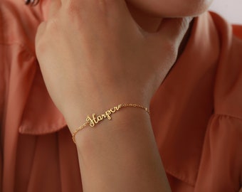 Personalized Name Bracelet - Gold Name Jewelry - Christmas Gifts - Bridesmaid Gifts - Gifts for Her - Custom Bracelet - Gifts for Mom