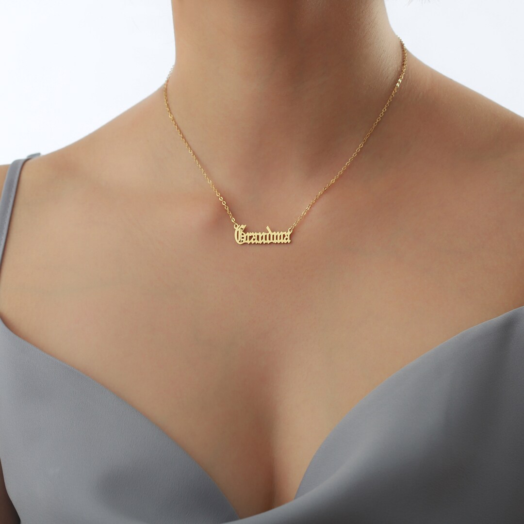 14k Solid Gold Custom Name Necklace Gold Name Plate Personalized 14k solid gold custom name necklace gold name plate personalized