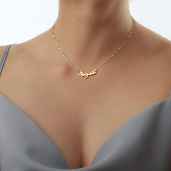 14K Solid Gold Custom Name Necklace Gold Name Plate Personalized Gifts Christmas Gifts Gifts for Her Bridesmaid Gifts Birthday