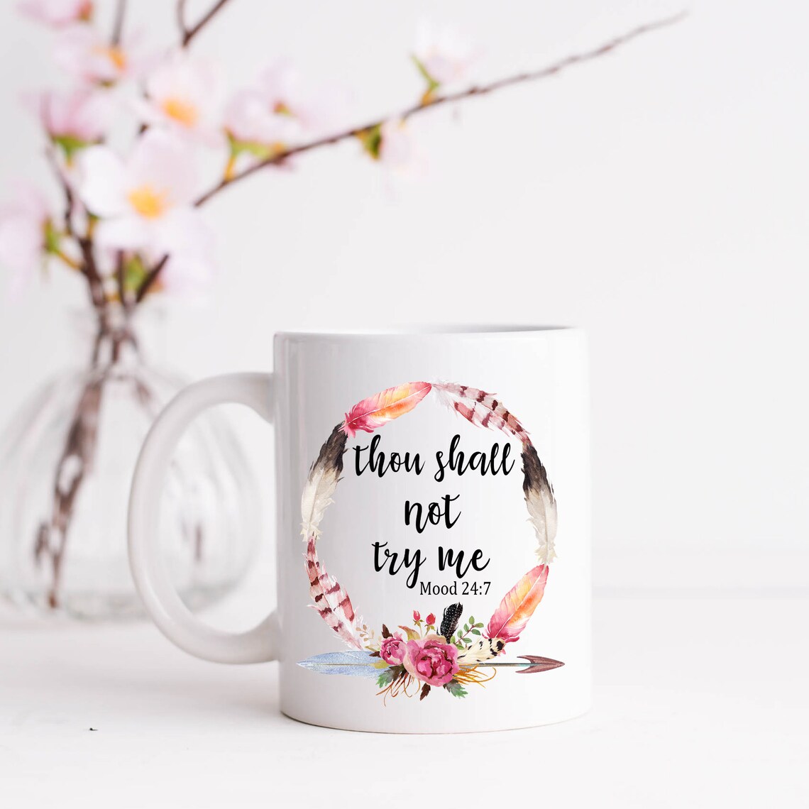 Thou Shall Not Try Me / Humorous / Funny / Gag Gift / Feathers Etsy