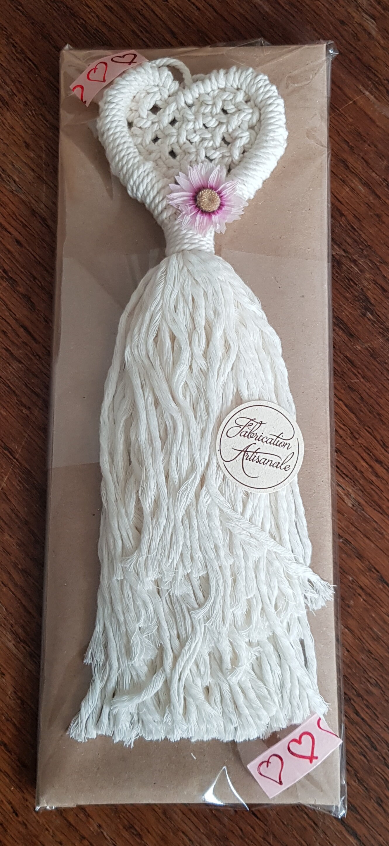 Cœur Macramé et Fleurs Sechees