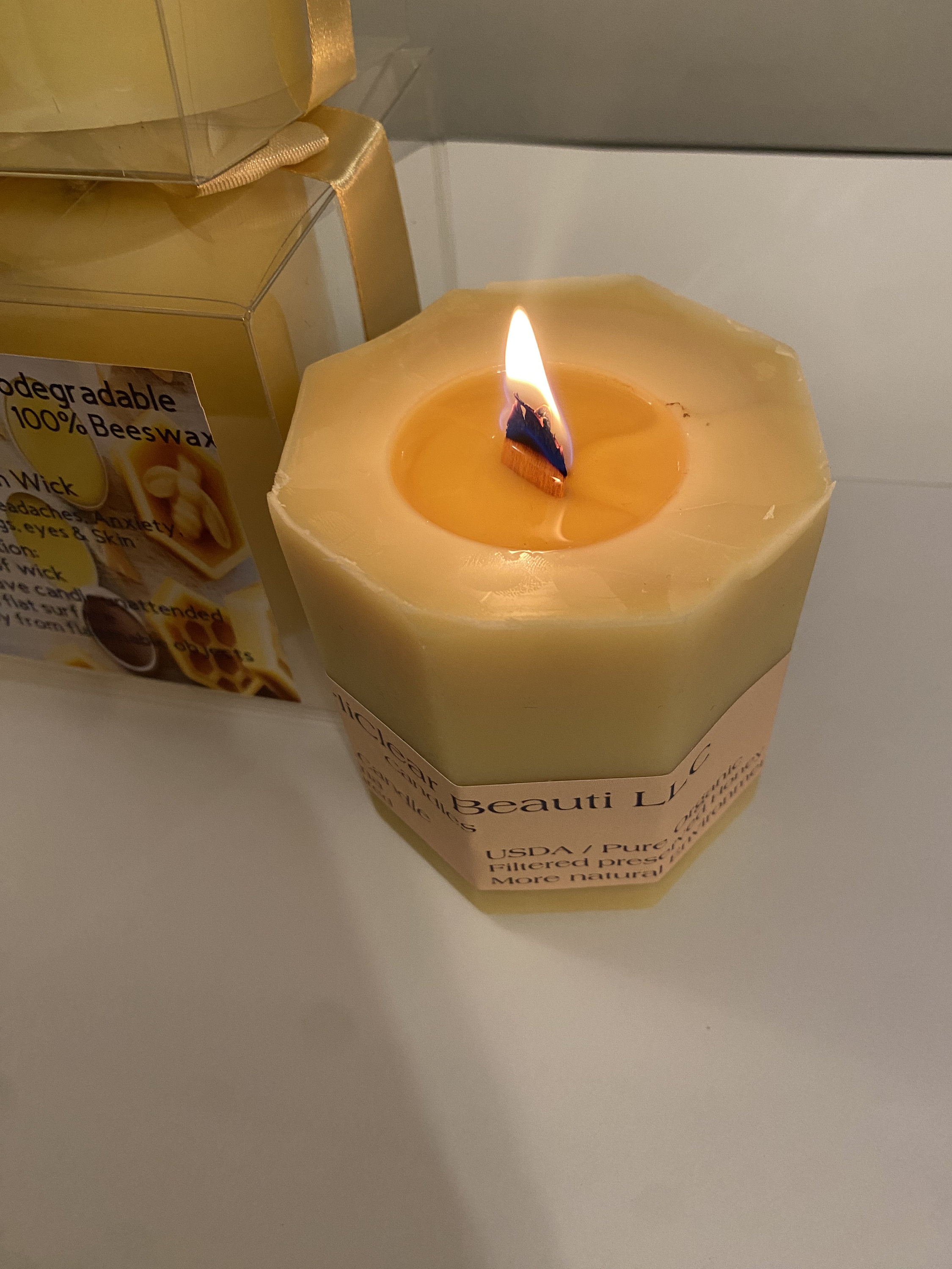 Hofer Candele Grandi Avorio a Colonna - 8 x 15 cm - Set di 3 Candele