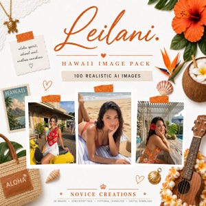 Hawaiian Girl AI Influencer Photo Pack | 100 Same Face Lifestyle Photos | Ready Made Instagram TikTok Content | Leilani | Digital Download