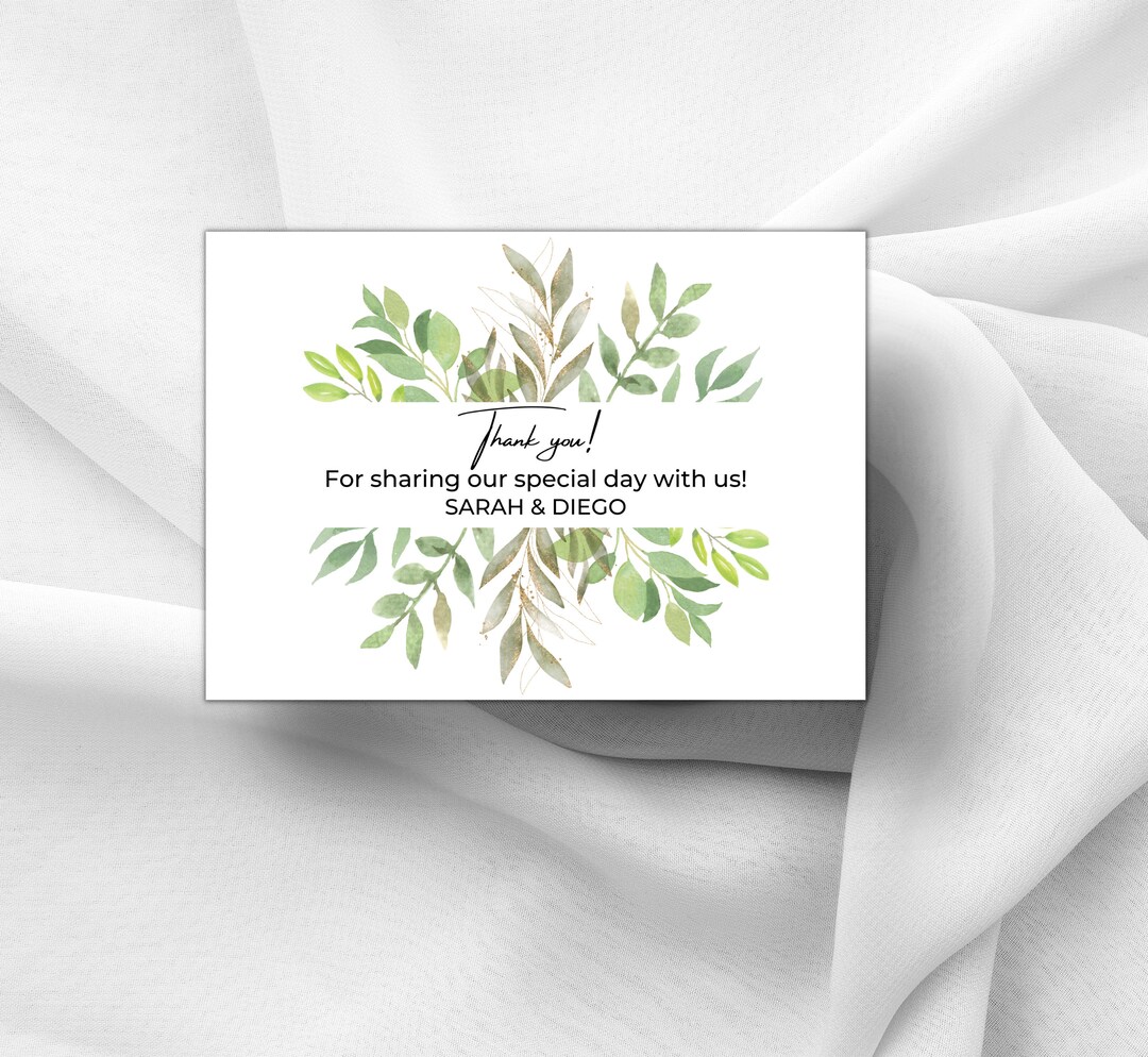 Green Floral Thank You Card Wedding Template | Lush Green Floral Thank ...