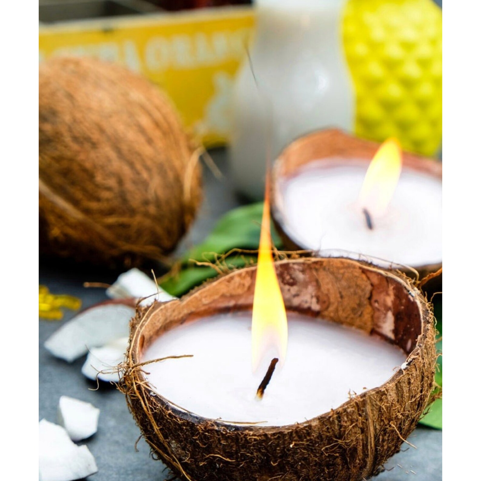 3 Coconut Shell Candle Coconut Candle In Real Coconut Etsy