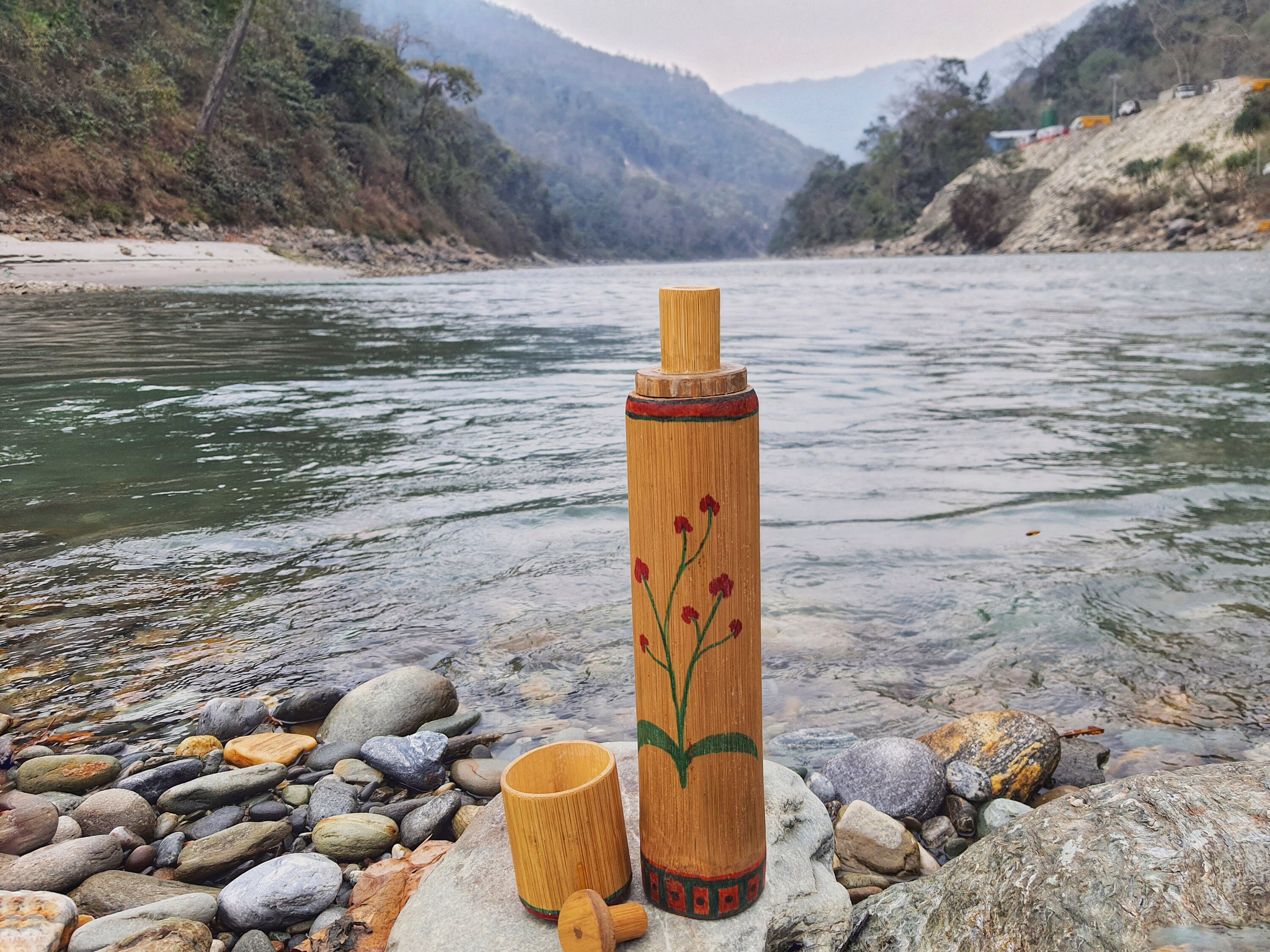 Handprinted Designing Bamboo Water bottle Water Bottle I Etsy